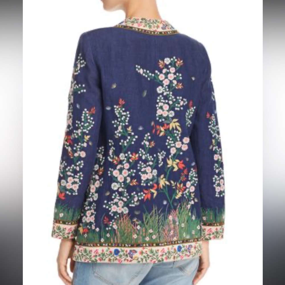 Alice + Olivia linen embroidered blazer size 4 - Picture 8 of 12